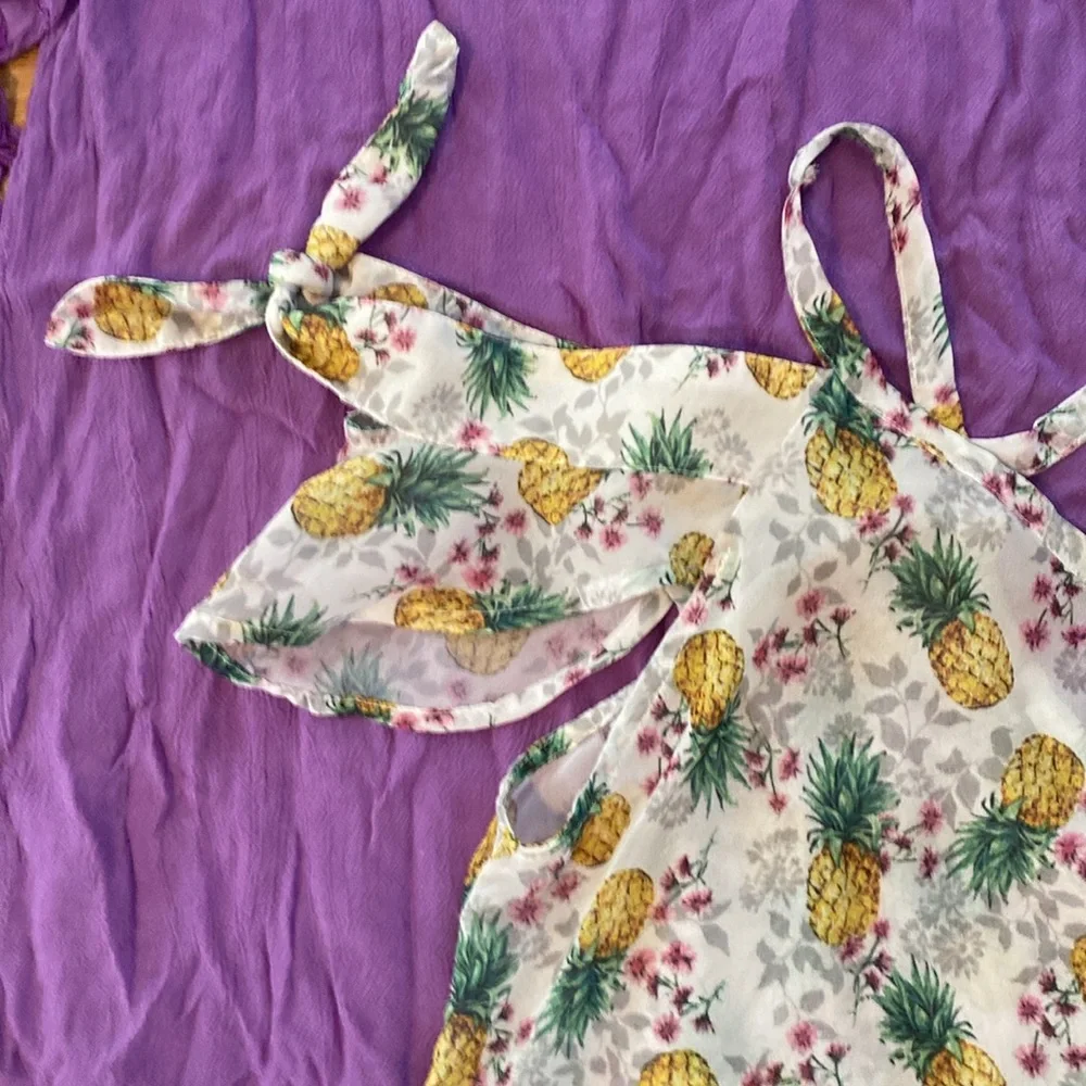 Miken lightweight bathing suit dress coverups, purple, and pineapple designs - Picture 3 of 9